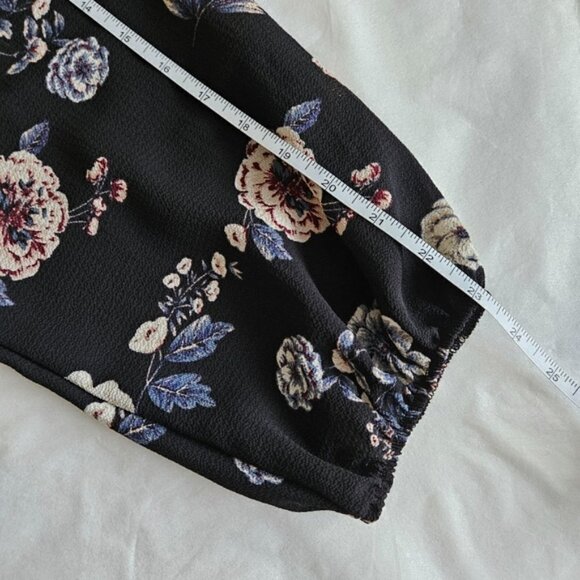 Aqua Curve Dress 2X Floral Smoked Waist LS Midi Ruffle Hem Lined V Neck USA Made - Picture 8 of 16